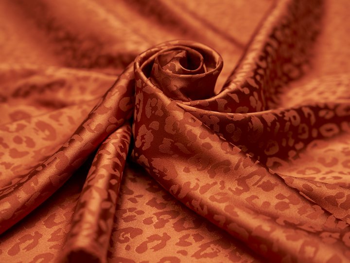 SILKY JACQUARD SATIN fabric by the yard - Cheetah jacquard pattern -  flowy fabric -