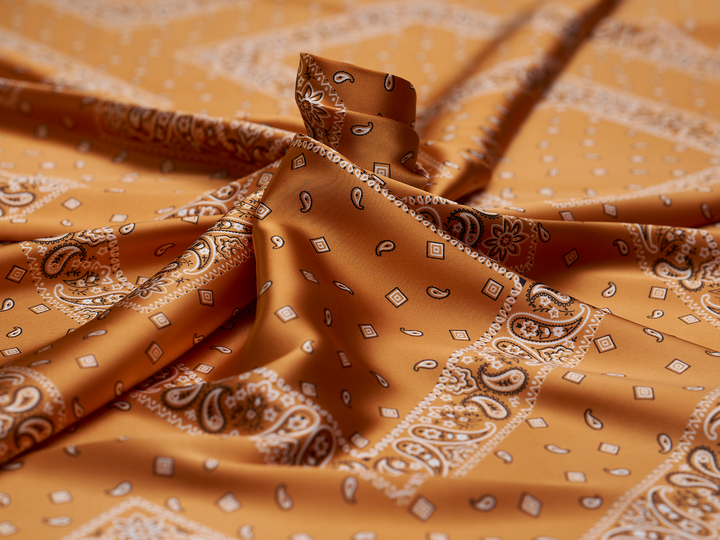 Charmeuse satin fabric by the yard - Classic Bandana paisley  print