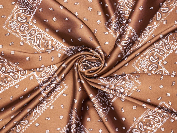 Charmeuse satin fabric by the yard - Classic Bandana paisley  print