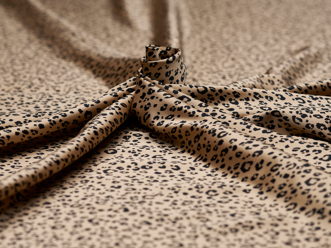 Faux silk charmeuse satin fabric by the yard -  animal  print