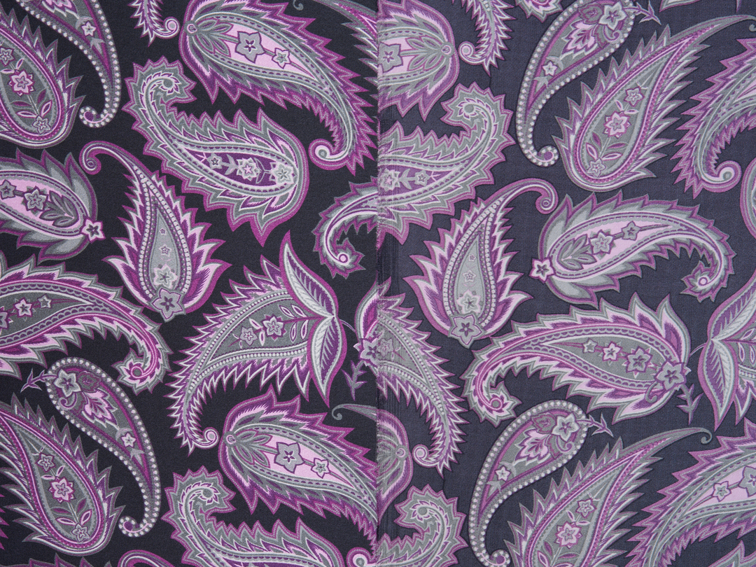 Charmeuse satin fabric by the yard -  Beyla  prickly  paisley print