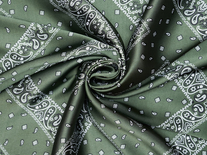 Charmeuse satin fabric by the yard - Classic Bandana paisley  print