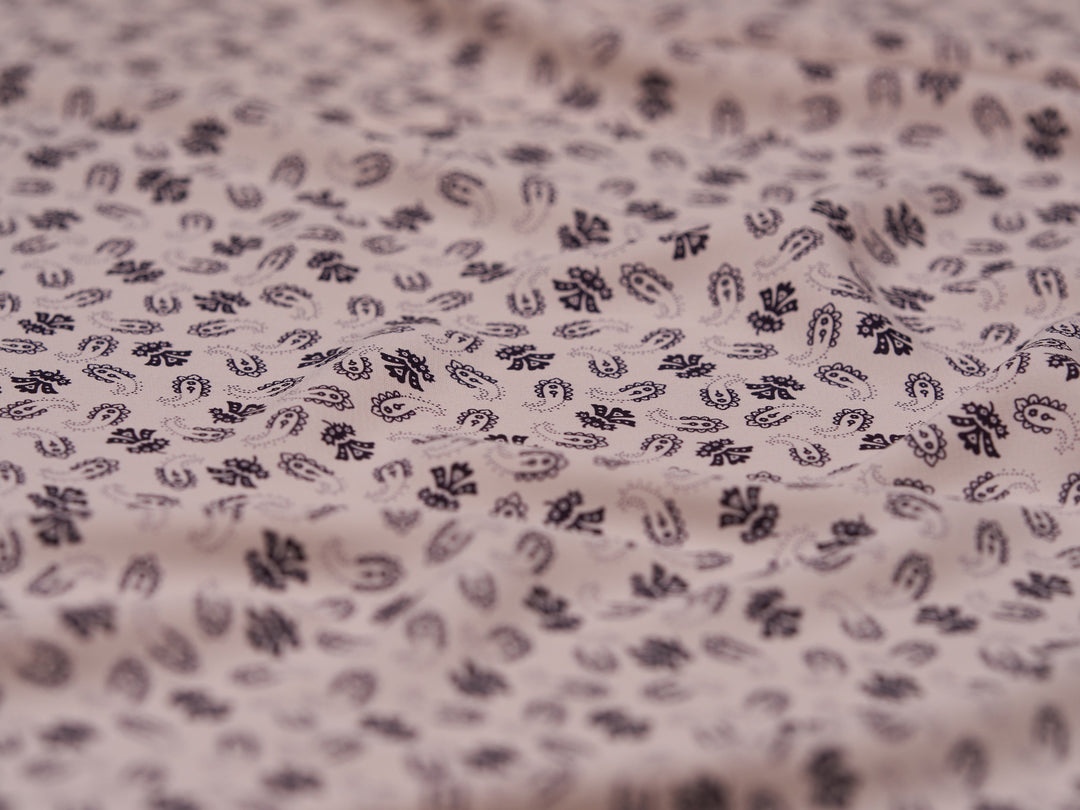 Woolpeach  fabric by the yard - Deep purple on peachy off white - western boho print