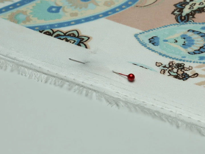 Charmeuse satin fabric by the yard - dusty pink paisley  print - USA made