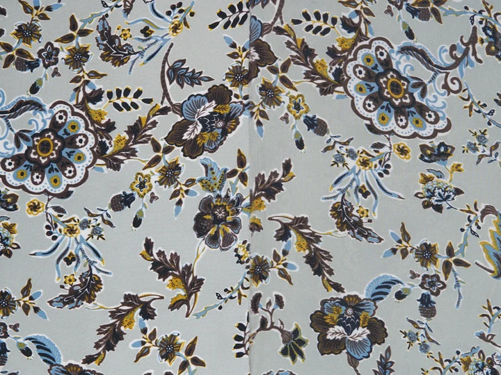 Charmeuse satin fabric by the yard - green sage  floral print