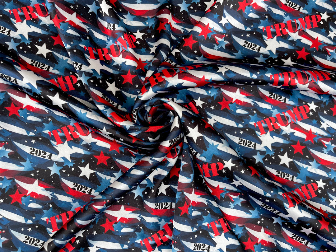 Red white blue camo with trump 2024 red letters