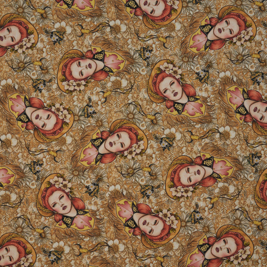 Charmeuse Satin sublimation  fabric by the yard -   “LORETTA”  western   print