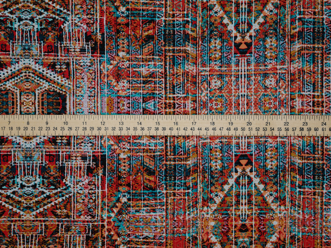 Woolpeach Fabric By The Yard -  Orange Tribal Aztec  Print
