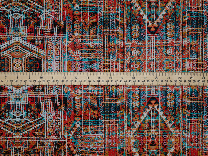 Woolpeach Fabric By The Yard -  Orange Tribal Aztec  Print