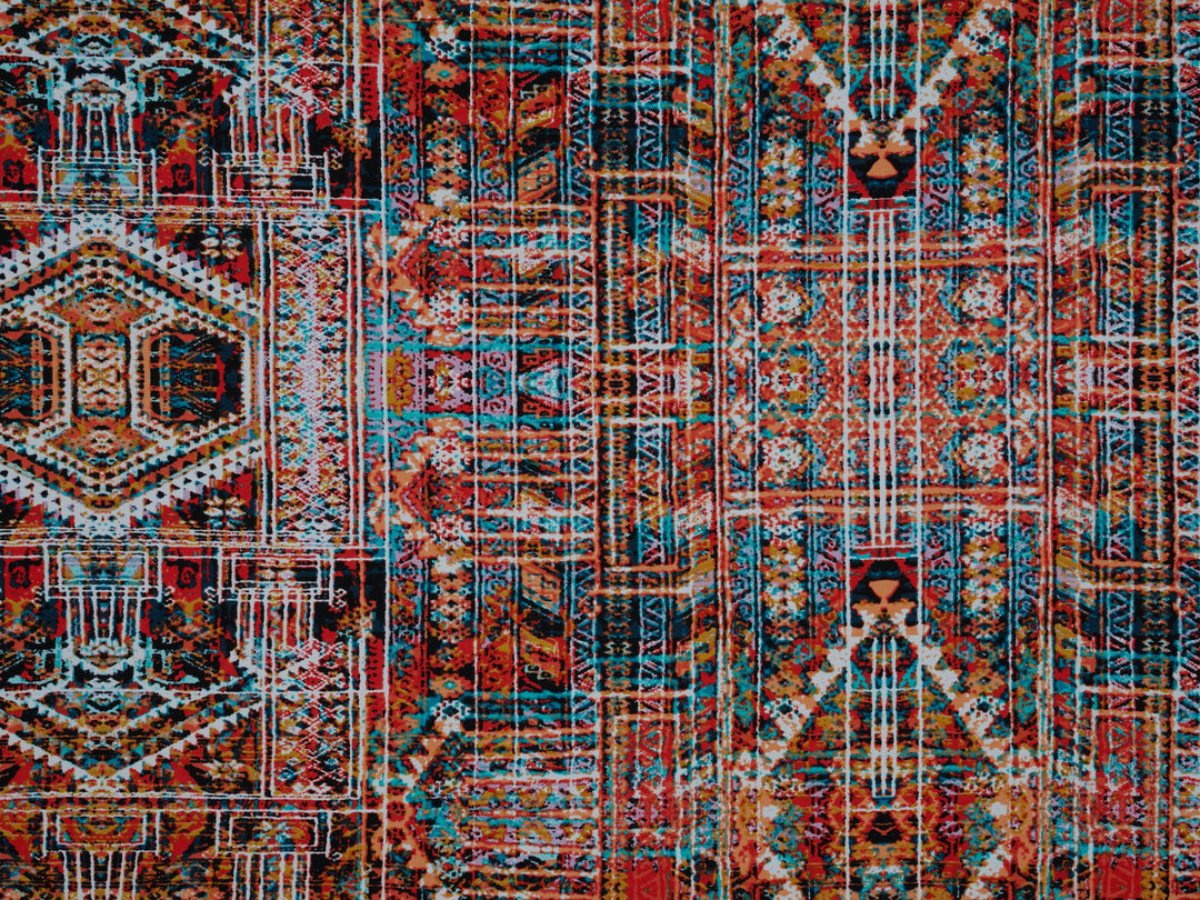 Woolpeach Fabric By The Yard -  Orange Tribal Aztec  Print