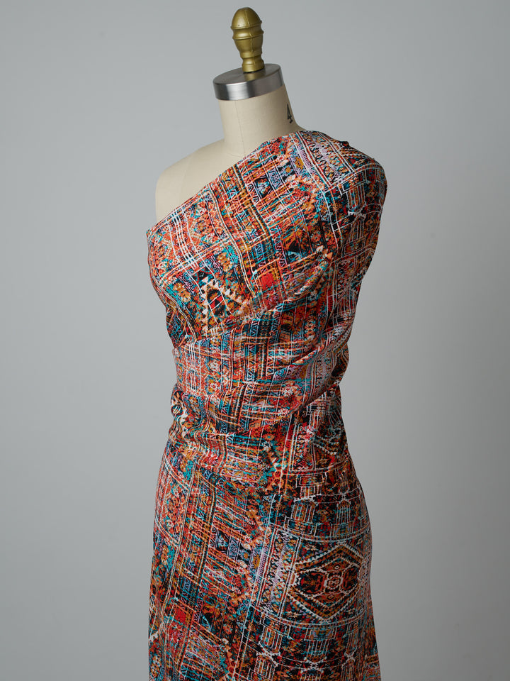 Woolpeach Fabric By The Yard -  Orange Tribal Aztec  Print