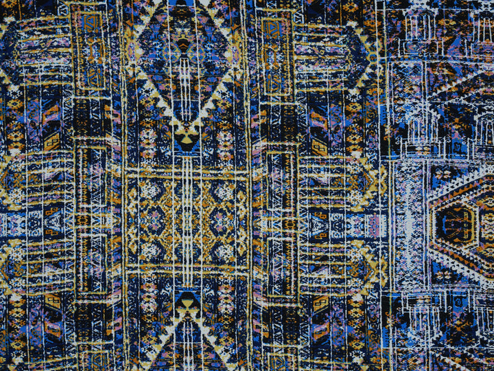 Woolpeach Fabric By The Yard -  Blue Tribal Aztec  Print