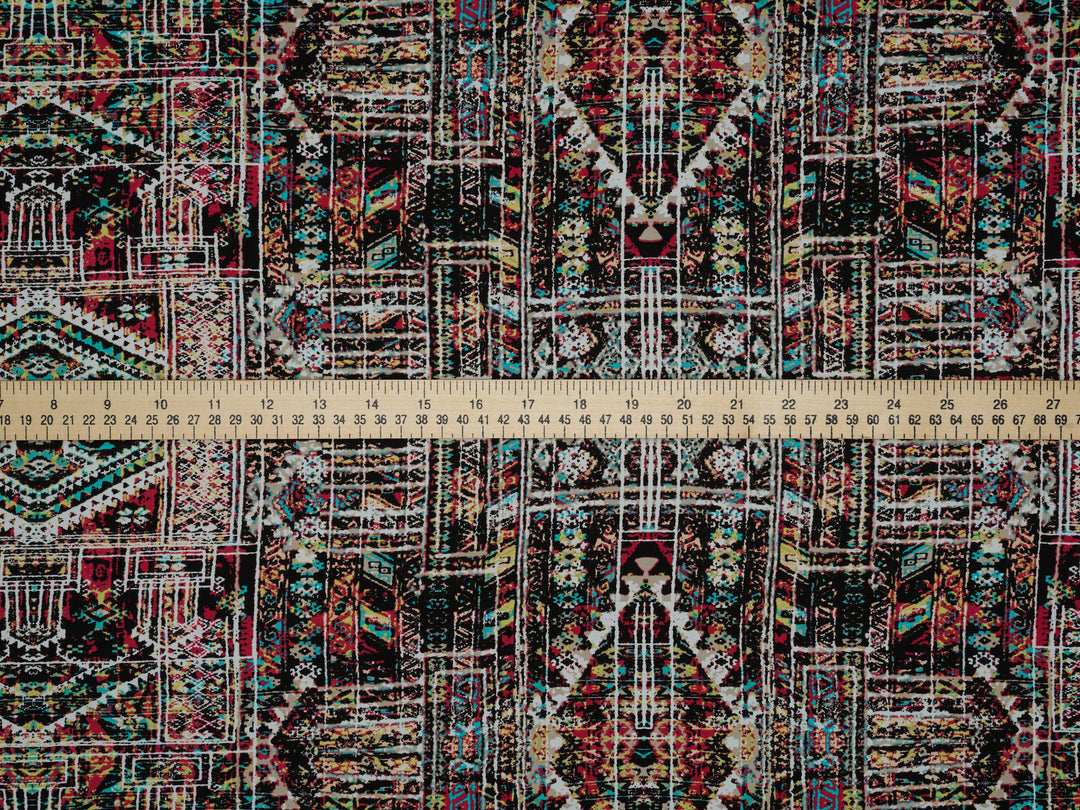 Woolpeach Fabric By The Yard -  Black Tribal Aztec  Print