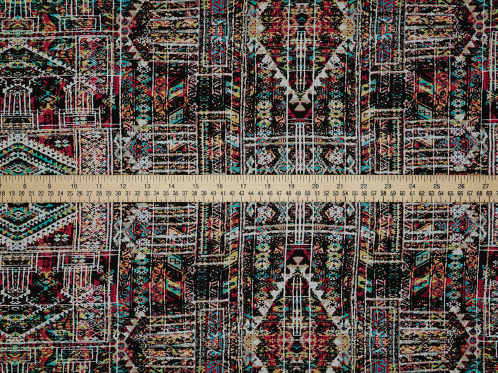 Woolpeach Fabric By The Yard -  Black Tribal Aztec  Print