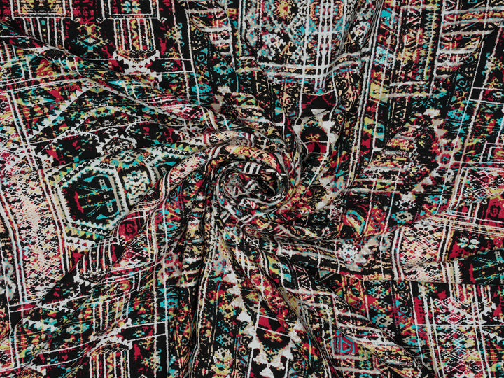 Woolpeach Fabric By The Yard -  Black Tribal Aztec  Print
