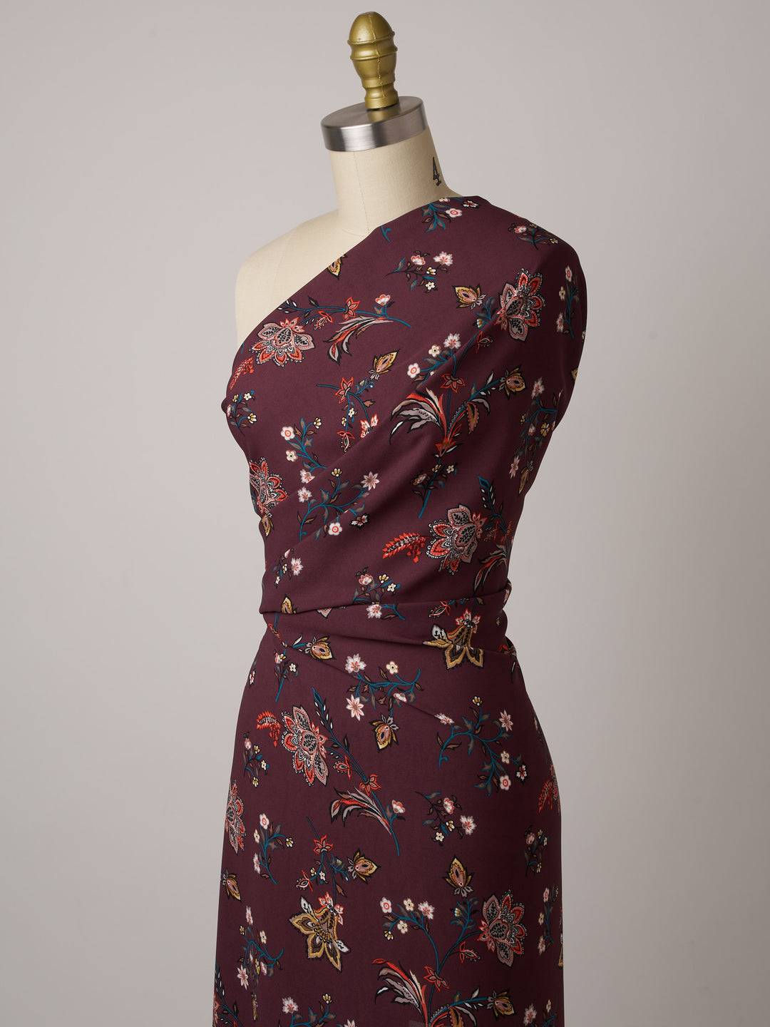 Georgette  Fabric By The Yard - Burgundy  Floral Print