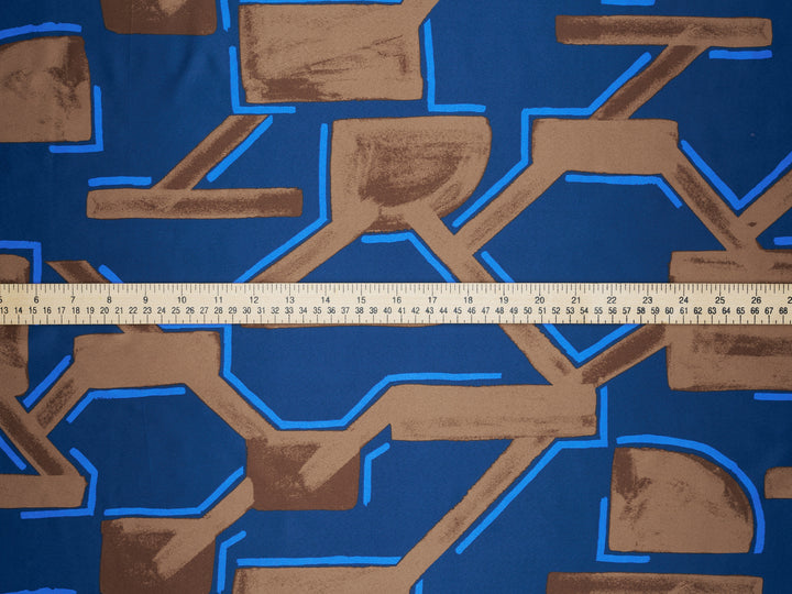 Geometric    print - Faux silk Satin  charmeuse fabric by the yard