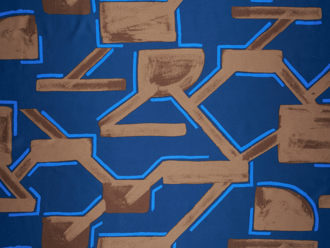 Geometric    print - Faux silk Satin  charmeuse fabric by the yard
