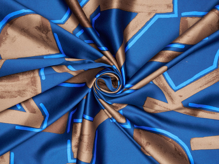 Geometric    print - Faux silk Satin  charmeuse fabric by the yard