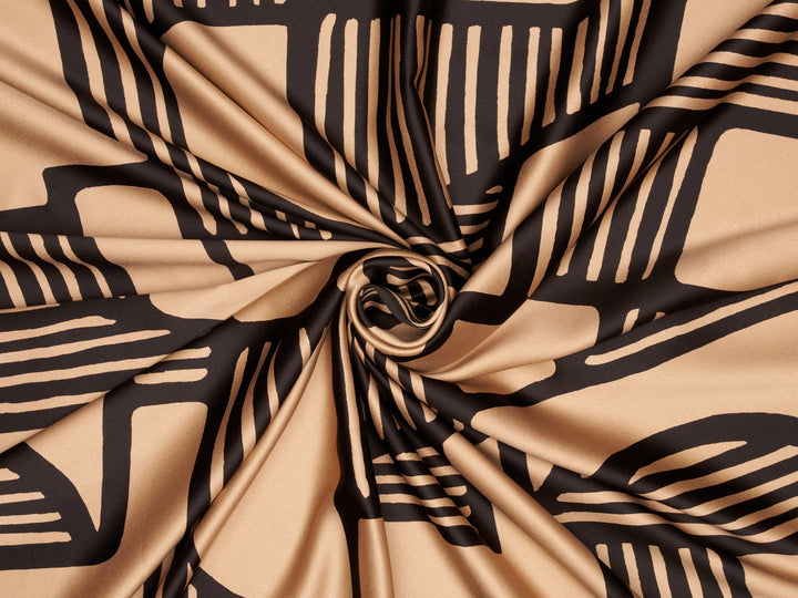 Geometric    print - Faux silk Satin  charmeuse fabric by the yard