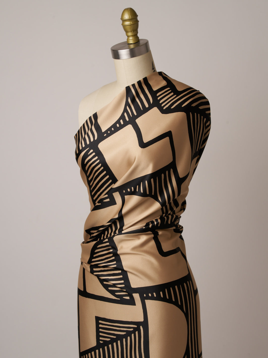 Geometric    print - Faux silk Satin  charmeuse fabric by the yard