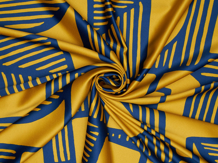 Geometric    print - Faux silk Satin  charmeuse fabric by the yard