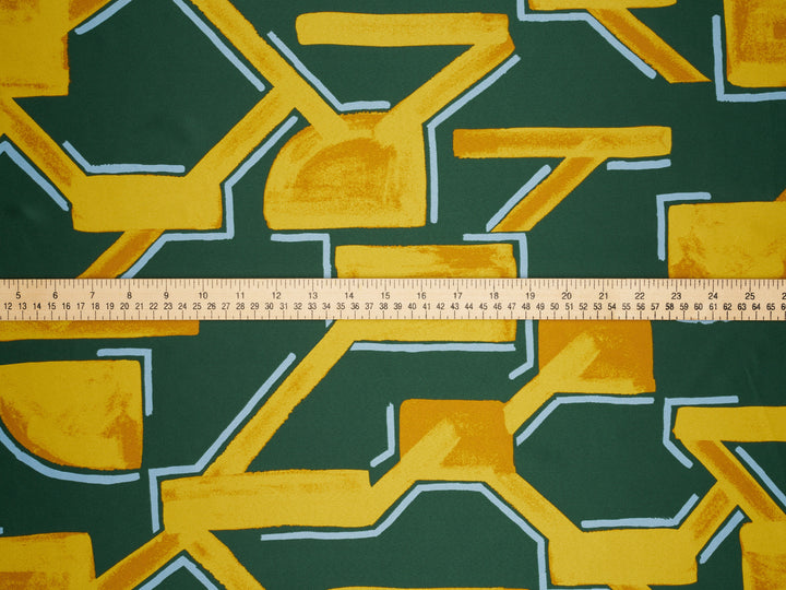 Geometric    print - Faux silk Satin  charmeuse fabric by the yard