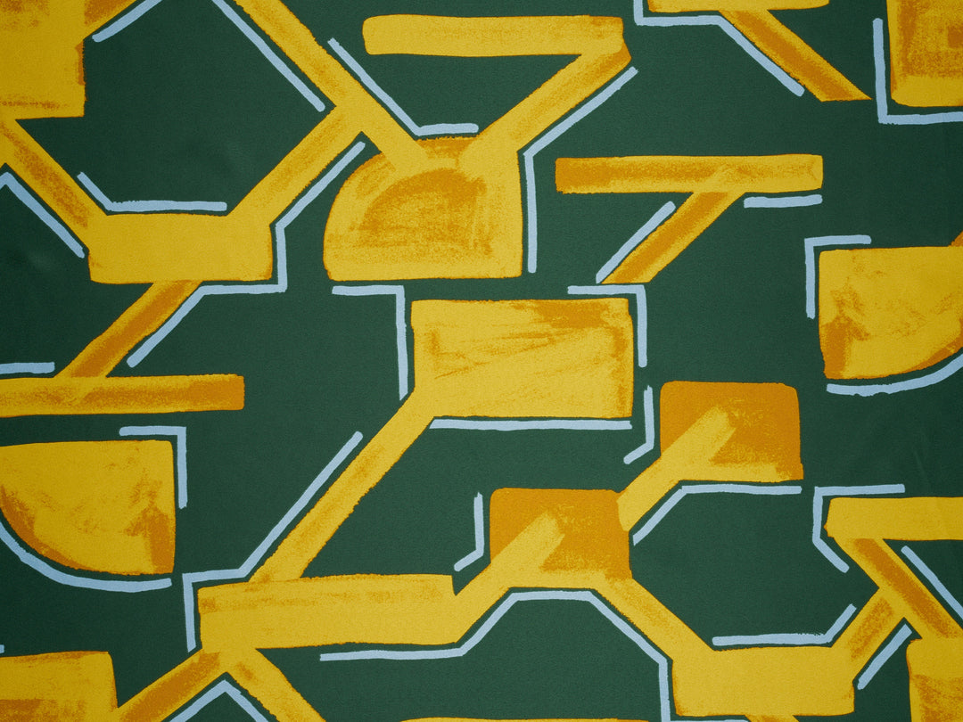 Geometric    print - Faux silk Satin  charmeuse fabric by the yard