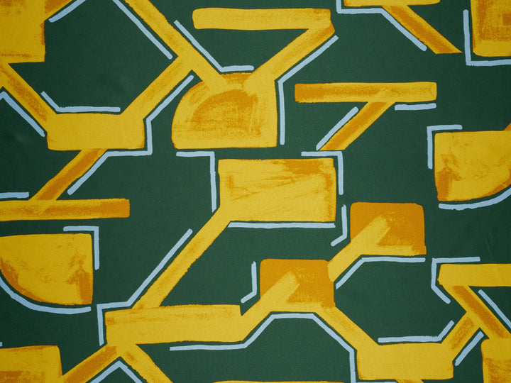 Geometric    print - Faux silk Satin  charmeuse fabric by the yard