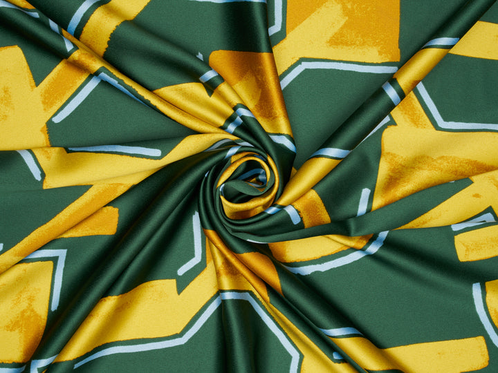 Geometric    print - Faux silk Satin  charmeuse fabric by the yard
