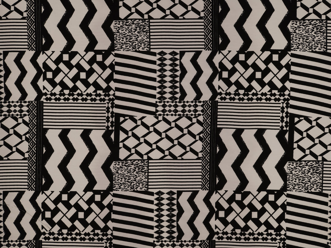 Peachskin  fabric by the yard - Black And Off White Tribal print