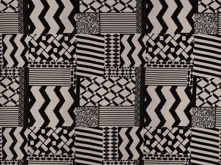 Peachskin  fabric by the yard - Black And Off White Tribal print