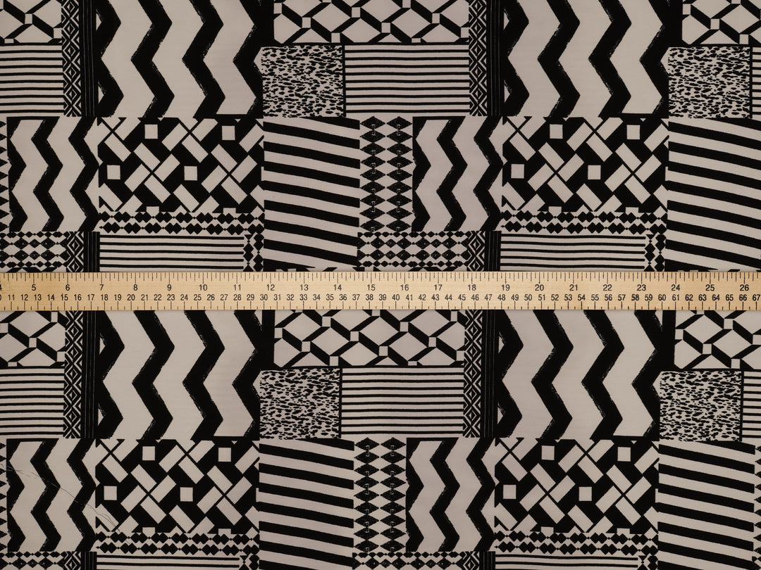 Peachskin  fabric by the yard - Black And Off White Tribal print