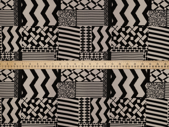 Peachskin  fabric by the yard - Black And Off White Tribal print