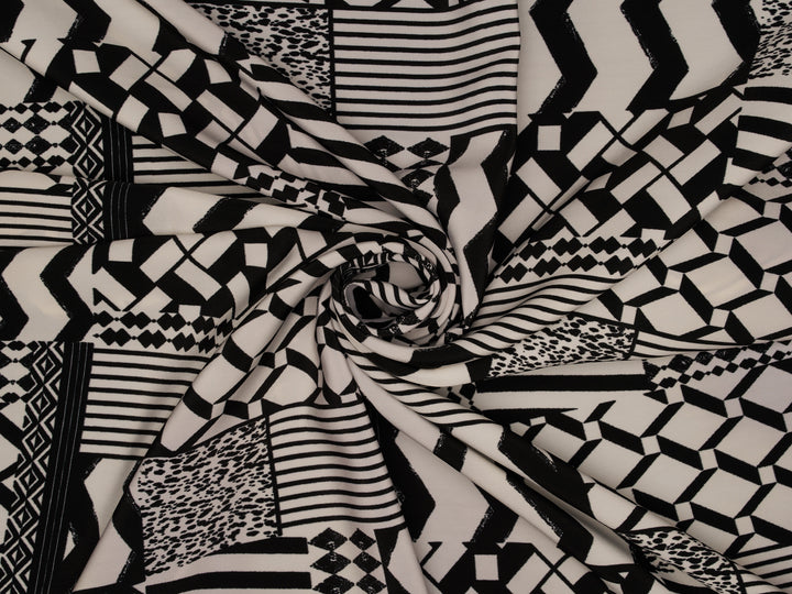 Peachskin  fabric by the yard - Black And Off White Tribal print