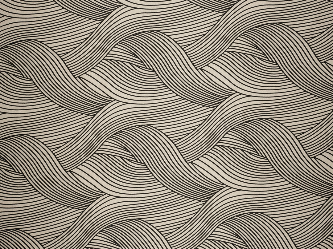 Satin  charmeuse fabric by the yard - Black And White Abstract Print