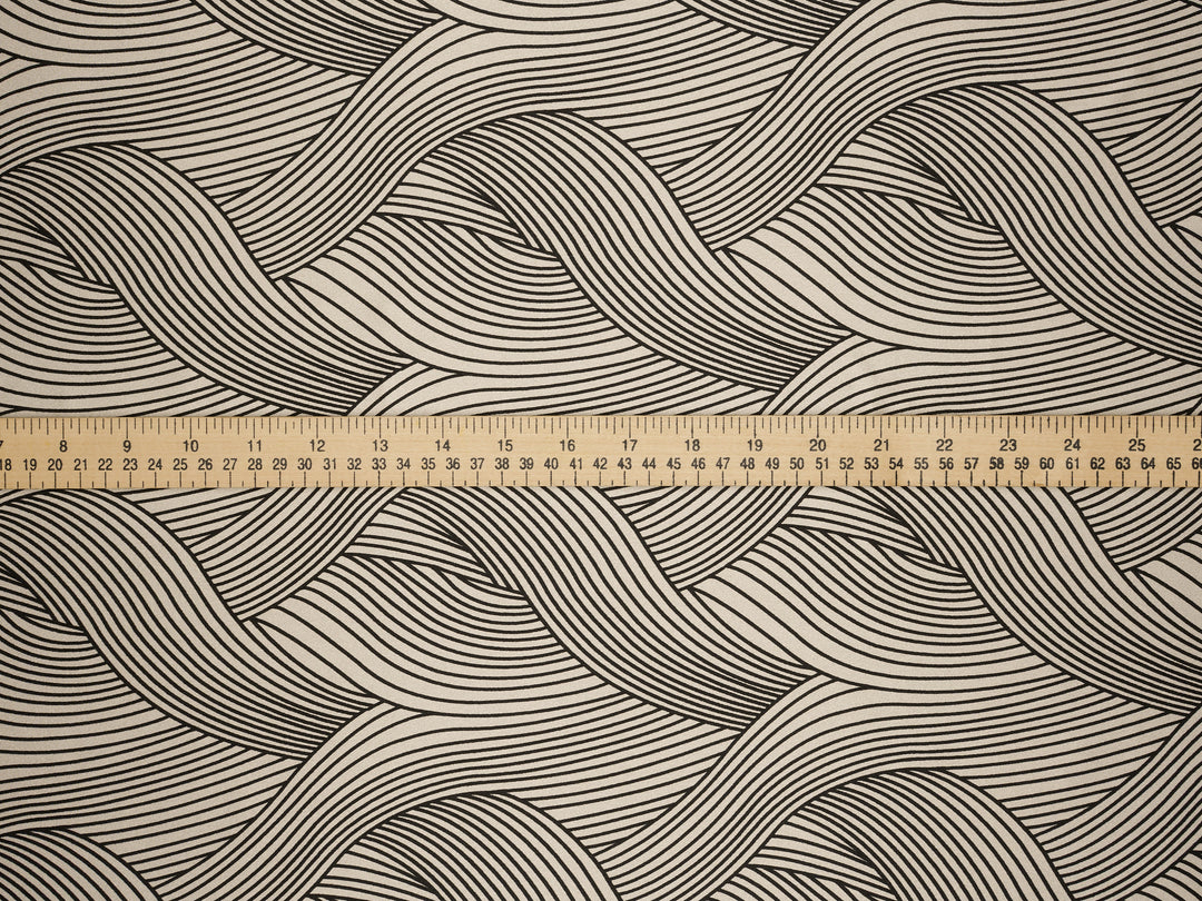 Satin  charmeuse fabric by the yard - Black And White Abstract Print