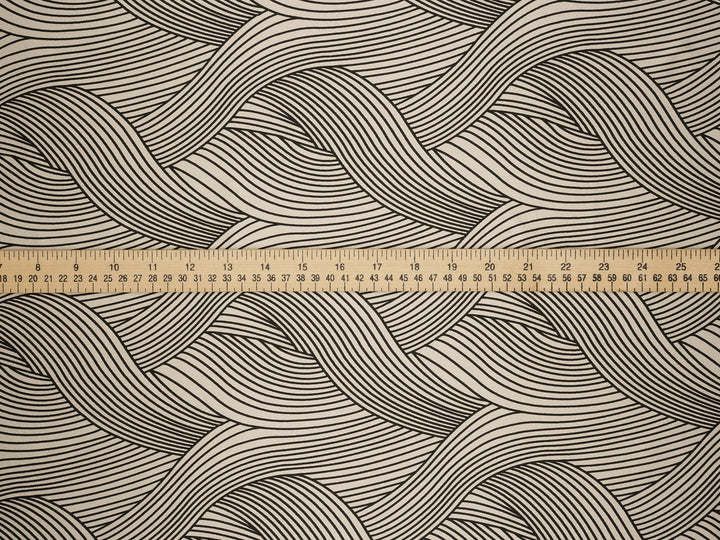 Satin  charmeuse fabric by the yard - Black And White Abstract Print