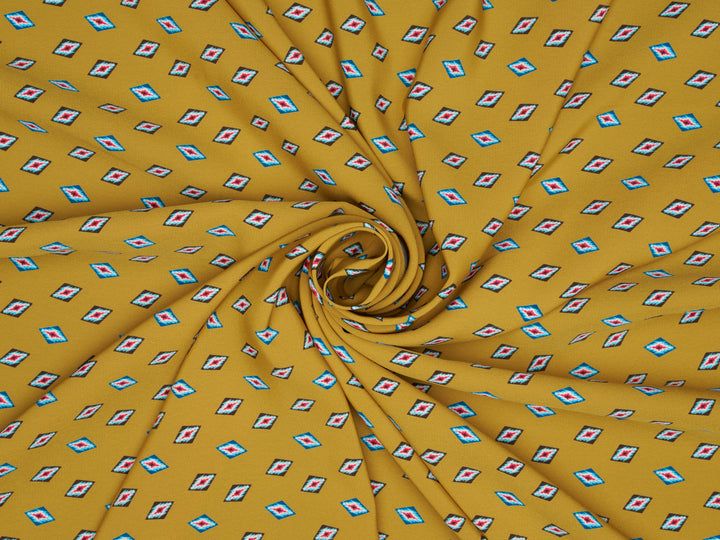 Peachskin  fabric by the yard - Mustard Yellow  Tribal print