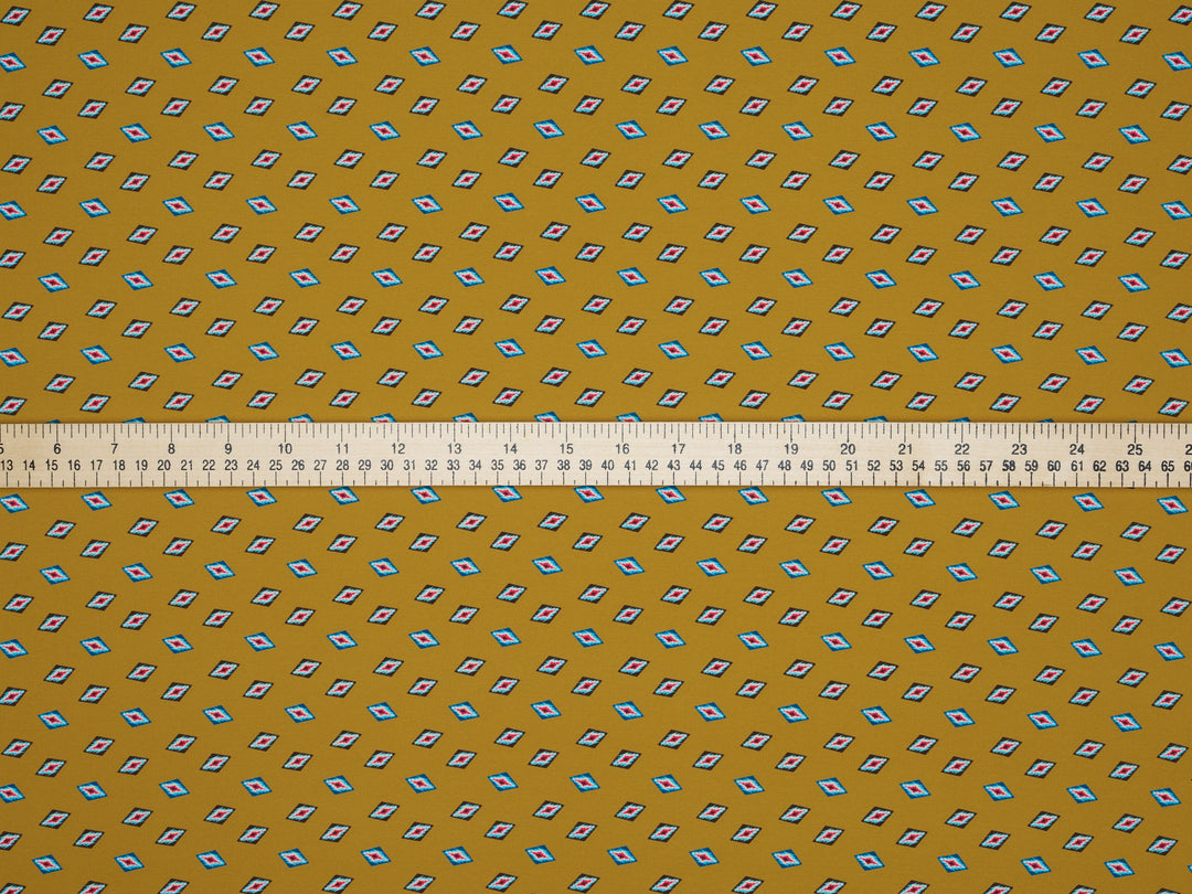 Peachskin  fabric by the yard - Mustard Yellow  Tribal print
