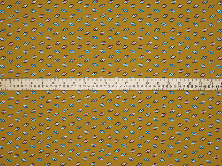Peachskin  fabric by the yard - Mustard Yellow  Tribal print