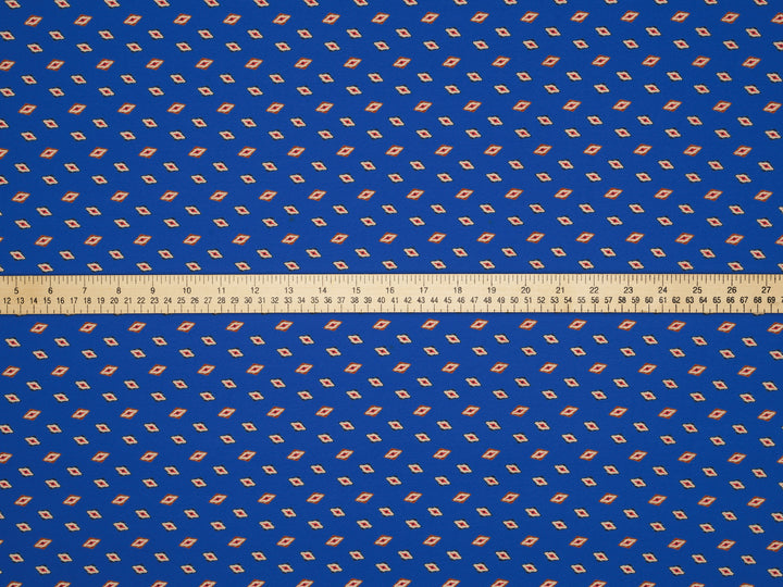 Peachskin  fabric by the yard - Royal Blue Tribal print