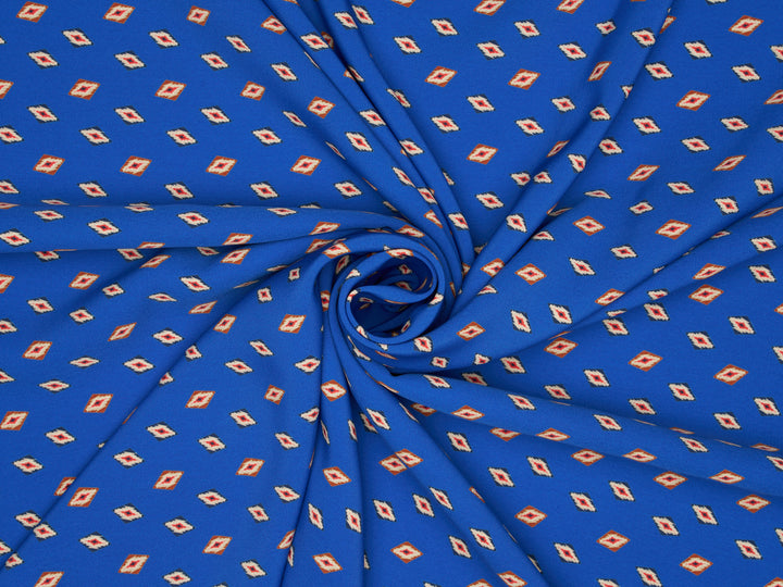 Peachskin  fabric by the yard - Royal Blue Tribal print
