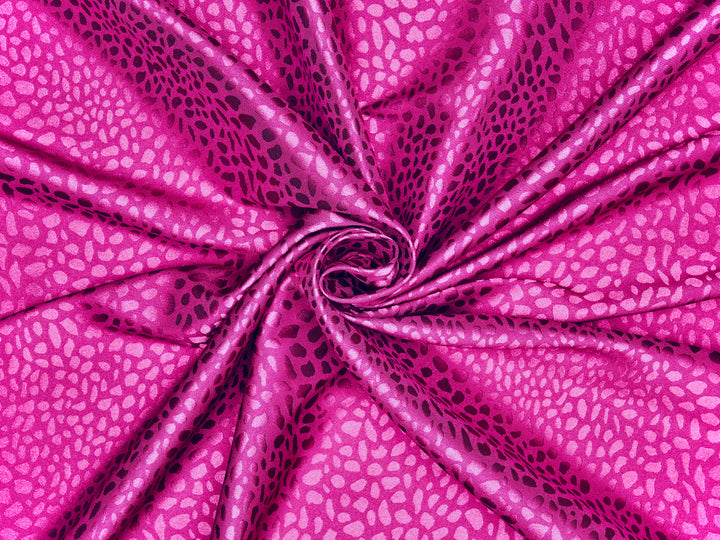 SILKY JACQUARD SATIN fabric by the yard - small animal  jacquard pattern - lightweight flowy fabric