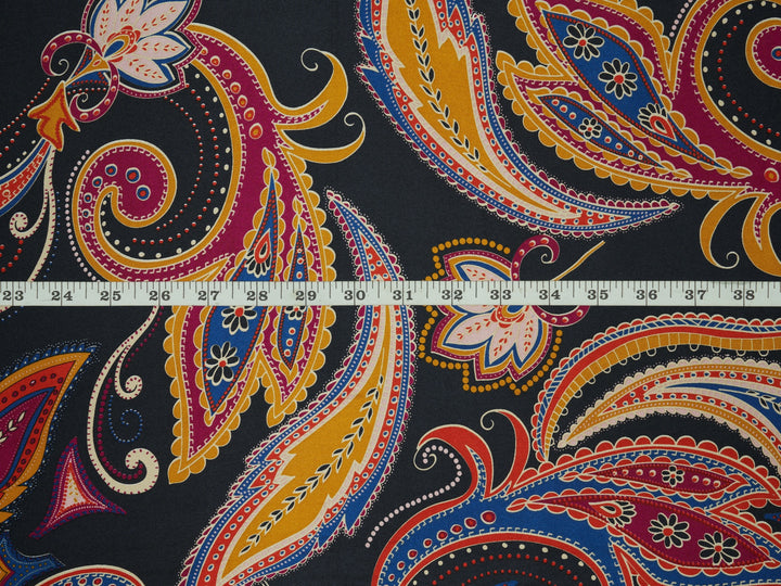 Charmeuse satin fabric by the yard -  Colorful paisley print