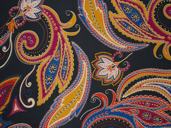 Charmeuse satin fabric by the yard -  Colorful paisley print