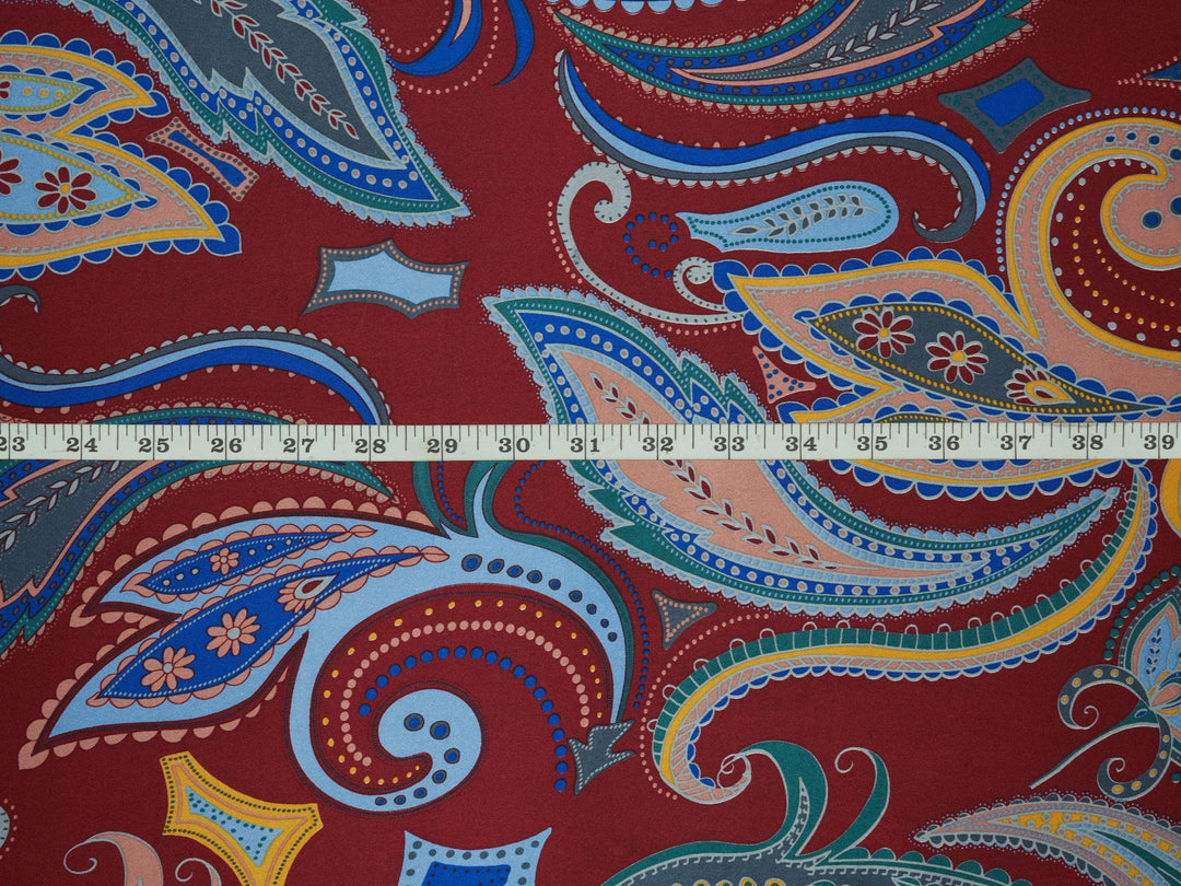 Charmeuse satin fabric by the yard -  Colorful paisley print