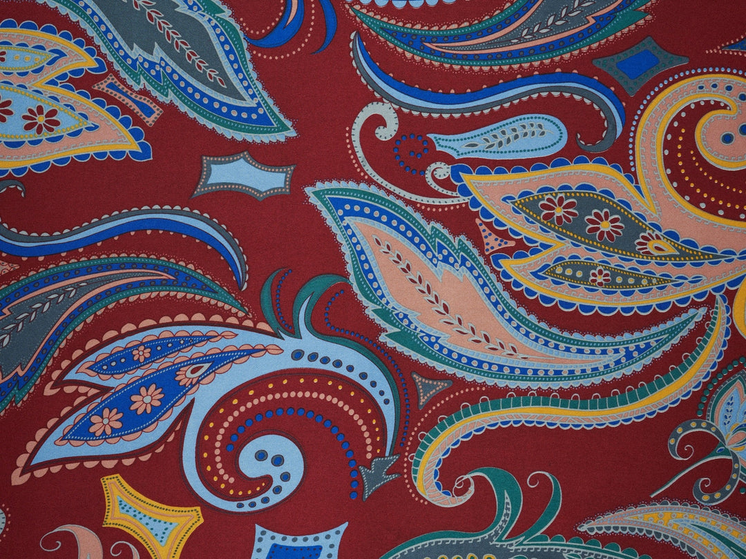 Charmeuse satin fabric by the yard -  Colorful paisley print