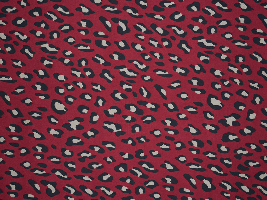 Lightweight  satin  fabric by the yard - Burgundy  cheetah print