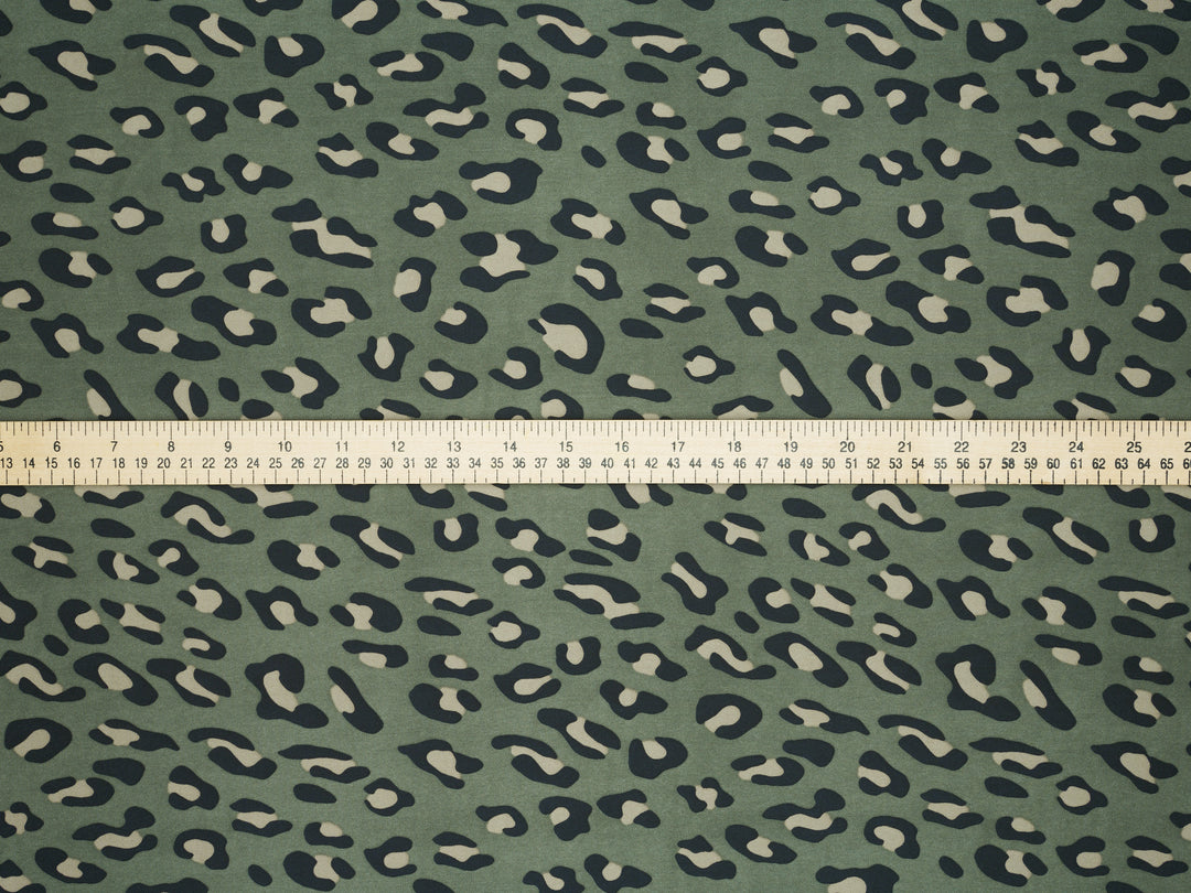 Lightweight  satin  fabric by the yard - Green  cheetah print